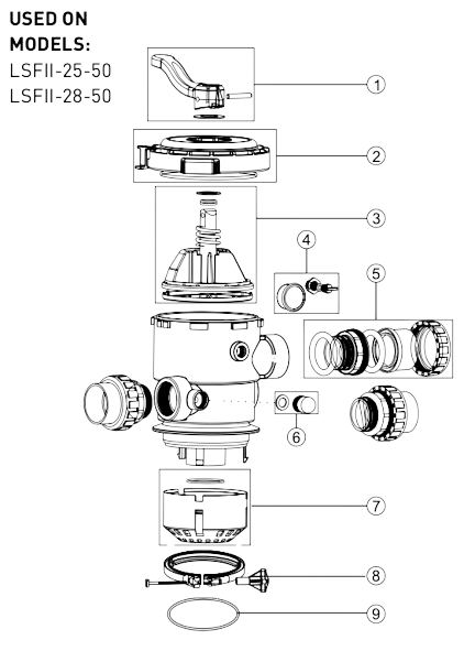 All 50mm Onga Leisuretime Multiport Valve Parts